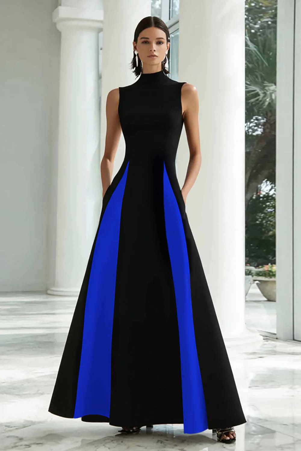 High Neck Sleeveless A-Line Maxi Gown 14