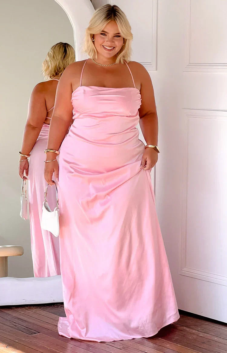Satin Cowl Neck Lace Up Back Ruched Maxi Dress 17