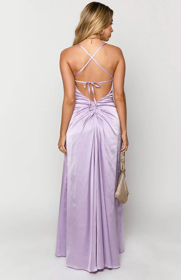Blaise Lilac Satin Maxi Dress