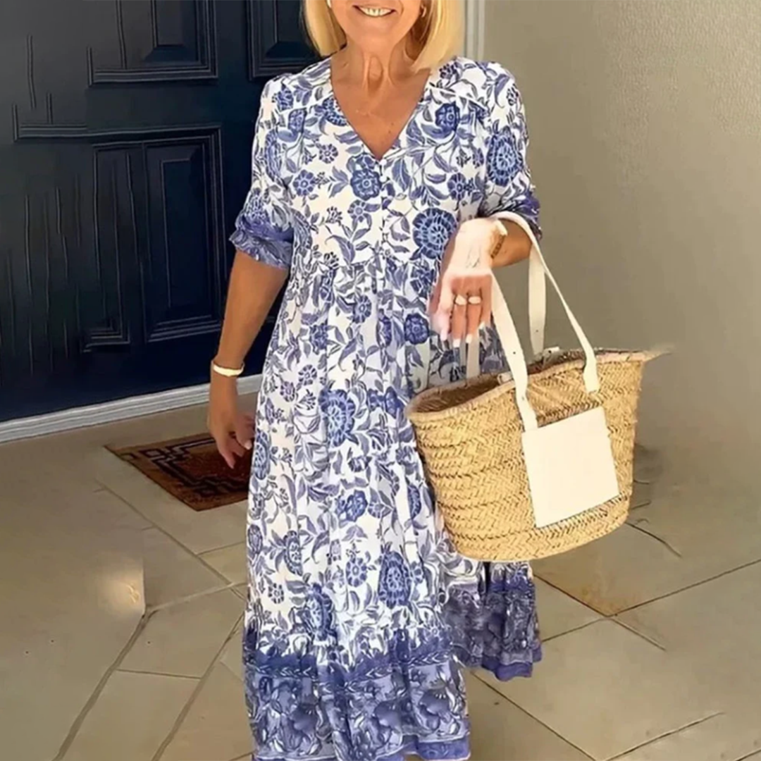 Nayan Elegant Spring Dress with V-neck for Women Versatile Daily Pick