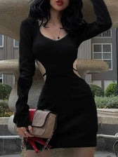 Blue Fashion Lace Up Backless V Neck Long Midi Dresses 6