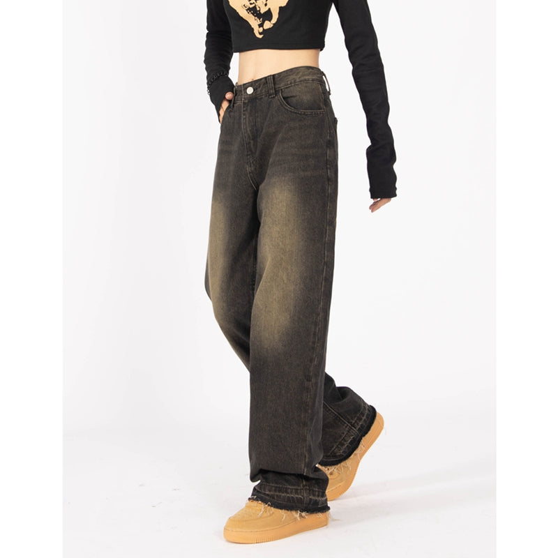 Vintage Washed Wide-Leg Denim Jeans