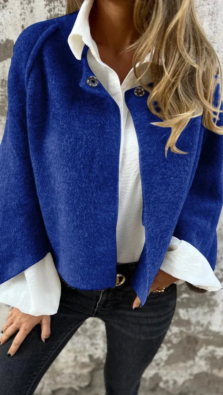 Textured Collared Button Front Cropped Jacket