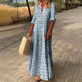 Print V-Neck Tiered Maxi Dress 2