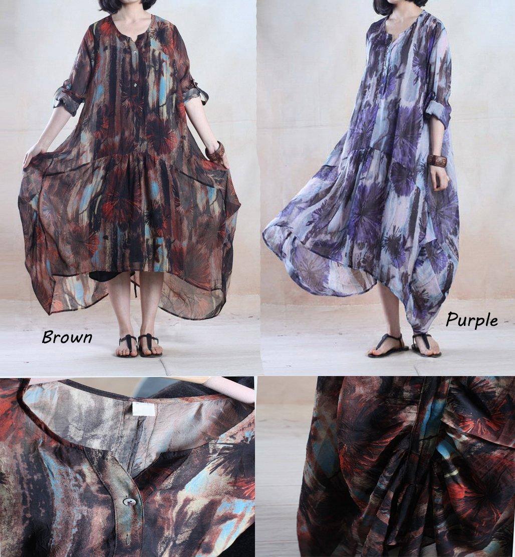 Chiffon Oversized Kaftan High Low Maxi Dress