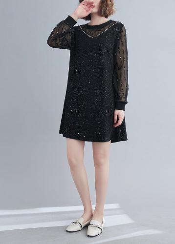 Bohemian Patchwork Dresses Shape Black Plus Size Dress