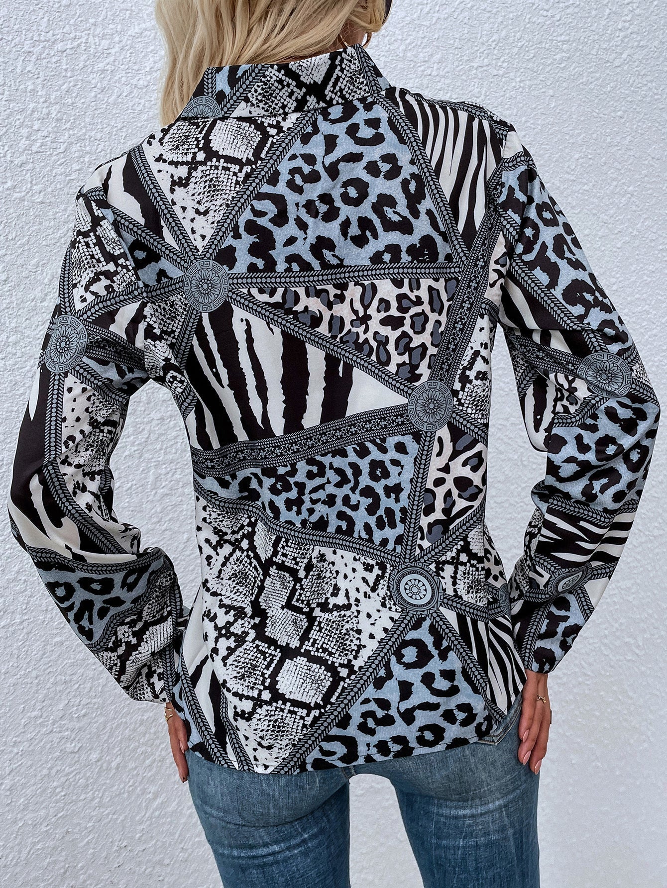 Bohemian print v-neck shirt