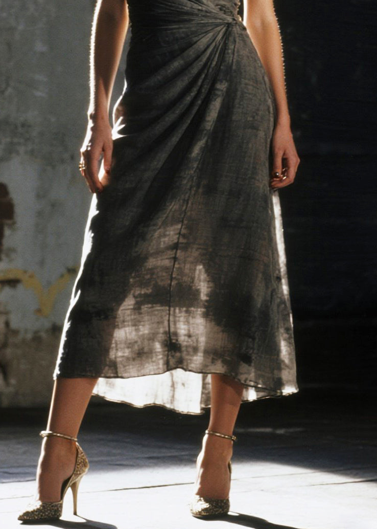 Tie Dye Spaghetti Strap Wrap Surplice Draped Hip Midi Dress