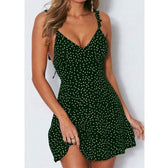 Polka Dot V-Neck Ruffle Strap Backless Mini Dress 2