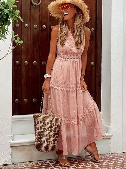 Paula Aesthetic Maxi Dress Boho Lace Statement Occasion Edit