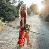 Lace Short Sleeve High Split Maxi Dress 3