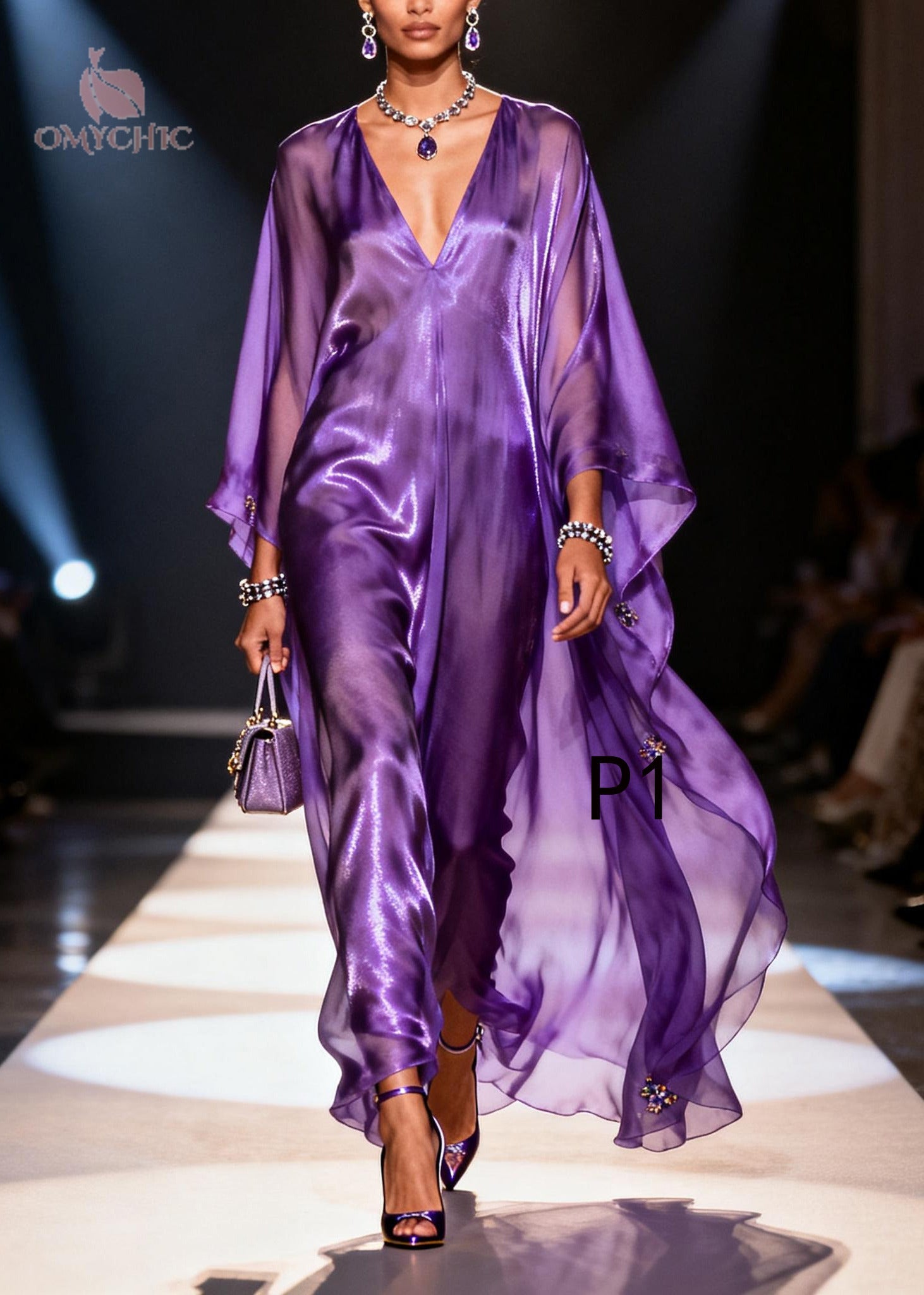 Boho Purple Oversized Draping Chiffon Long Dresses Summer