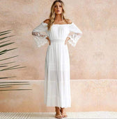 Off Shoulder Lace Bell Sleeve Tiered Maxi Dress 5