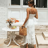 Lace Trim Tiered Spaghetti Strap Midi Dress 3