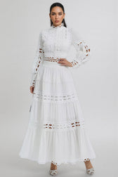Alerolt White Lace Hollow Maxi Dress Set - View 2
