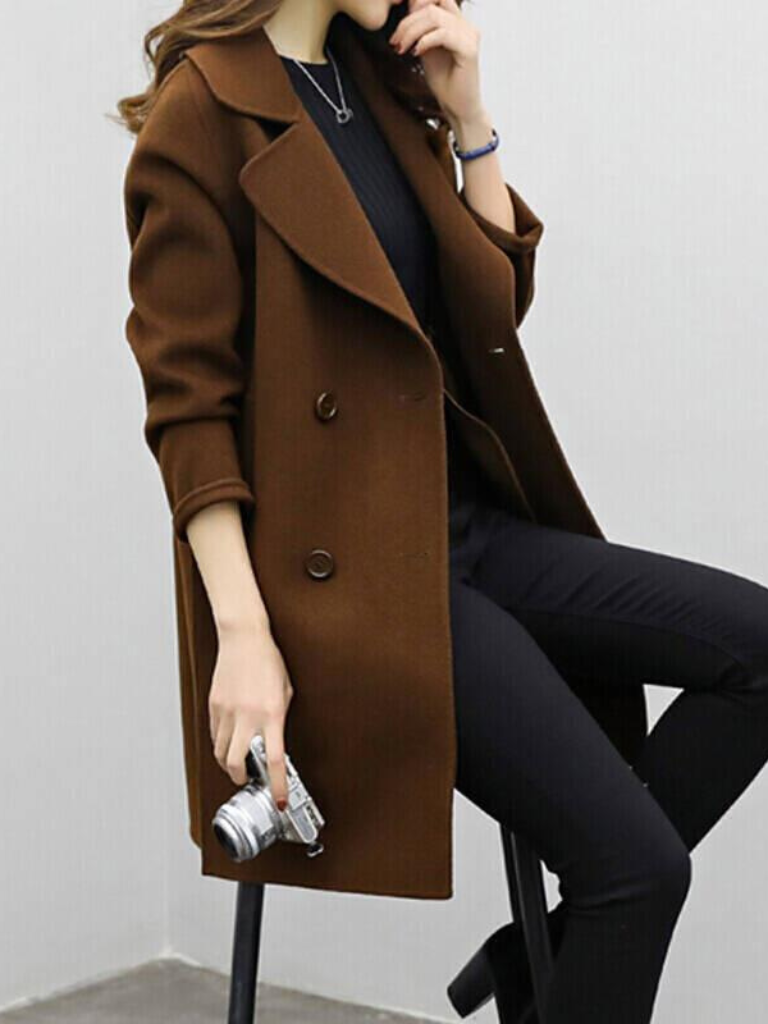 Lapel Double Breasted Longline Coat