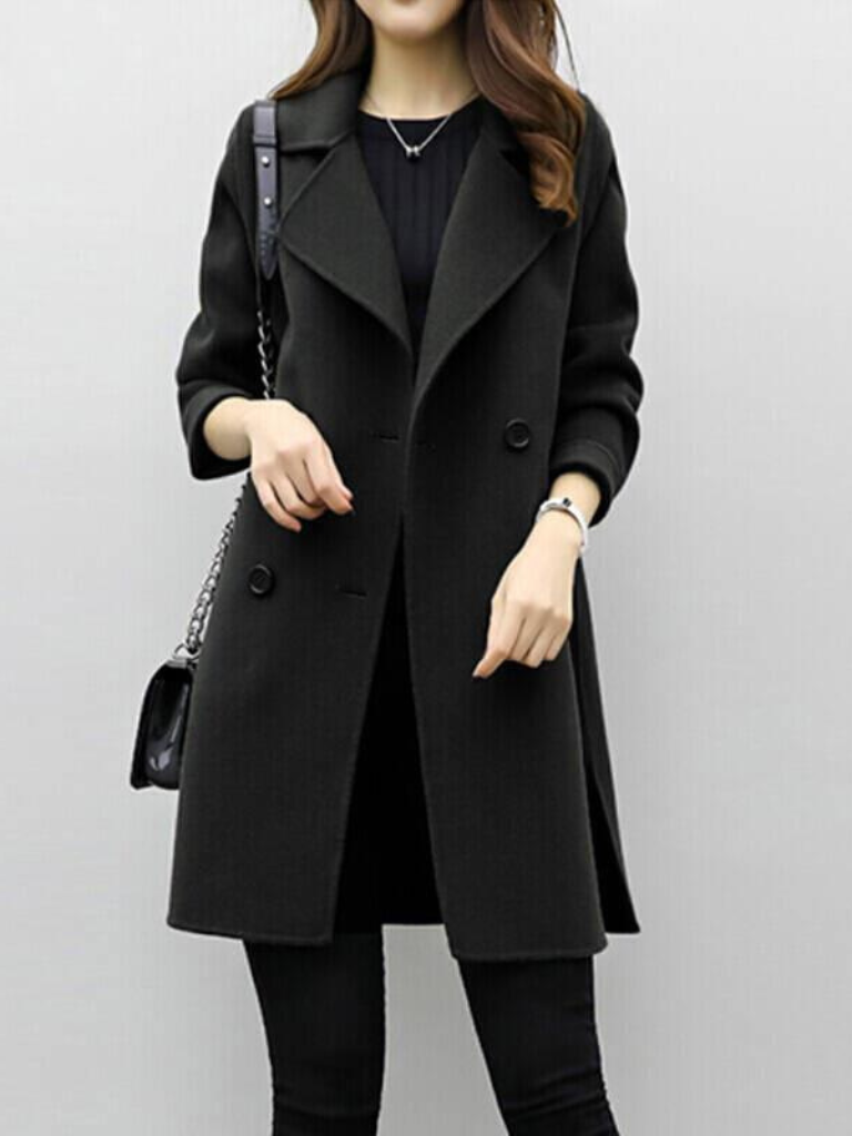 Lapel Double Breasted Longline Coat