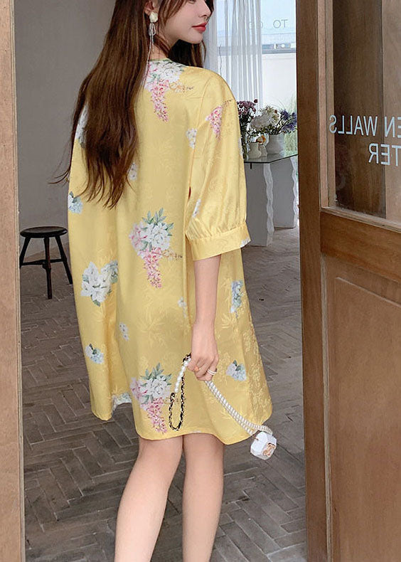 Satin Jacquard Mandarin Collar Lace Up Keyhole Three Quarter Sleeve Shift Mini Dress