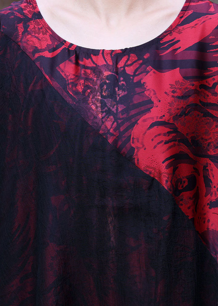 Floral Print Asymmetrical Sheer Overlay Three Quarter Batwing Sleeve Oversized Maxi Gown