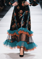 Boutique Ruffled Print Patchwork Velvet Dress Fall 4