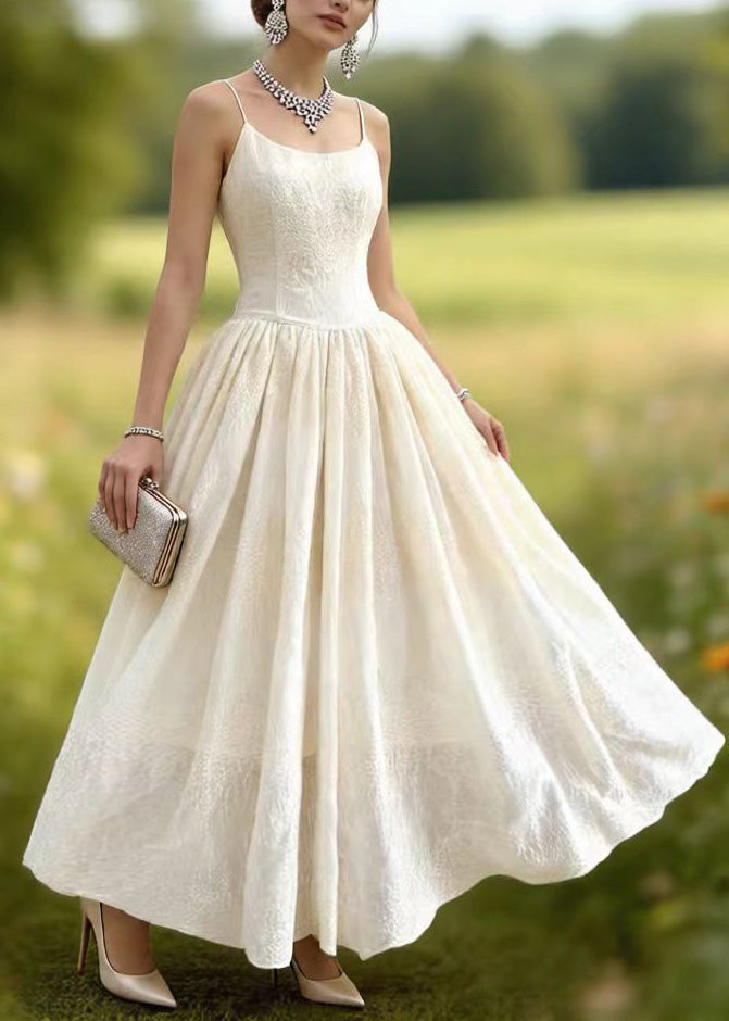 Boutique White Embroidered Lace Spaghetti Strap Dress Summer 3