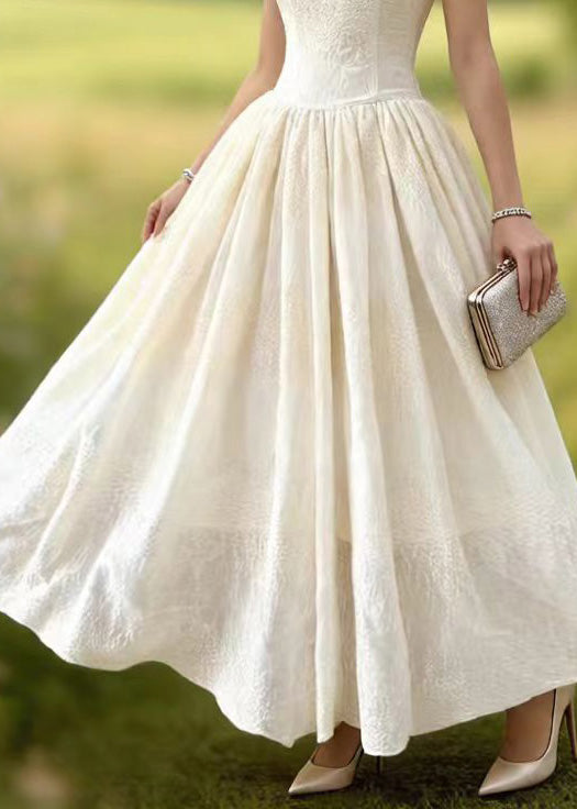 Boutique White Embroidered Lace Spaghetti Strap Dress Summer 4