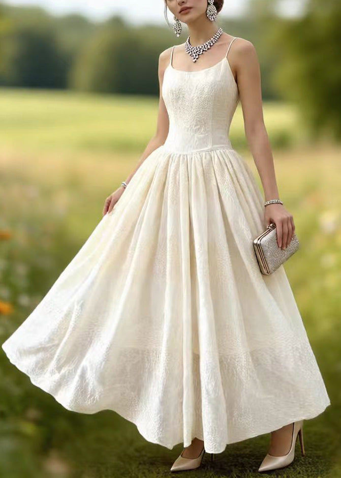 Boutique White Embroidered Lace Spaghetti Strap Dress Summer 5