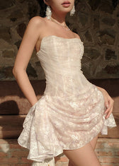 Boutique White Strapless Lace Tea Dress Summer 4