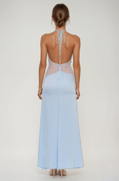 Bowie Lace Plunge Backless Maxi Dress In Blue 4