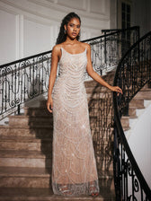 Strapless Pearl Embellished Maxi Dress