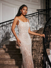 Strapless Pearl Embellished Maxi Dress - View 3