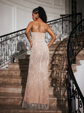 Strapless Pearl Embellished Maxi Dress - View 6