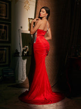 Strapless Sequin Ruched Mermaid Maxi Dress 6