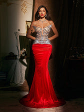 Strapless Sequin Ruched Mermaid Maxi Dress 3
