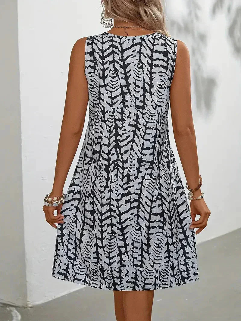 Rebeca Printed Sleeveless Dress Elegant Dress for Comfort Fit Design