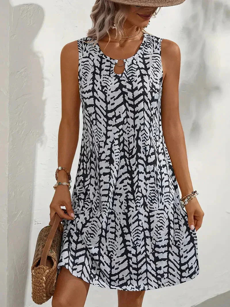 Rebeca Printed Sleeveless Dress Elegant Dress for Comfort Fit Design