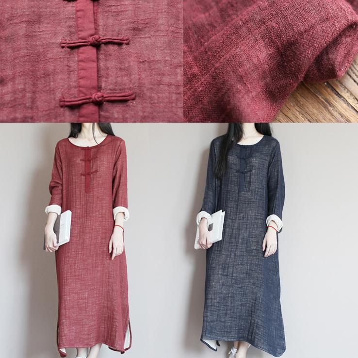 Brick red linen dress for summer caftan maxi dresses
