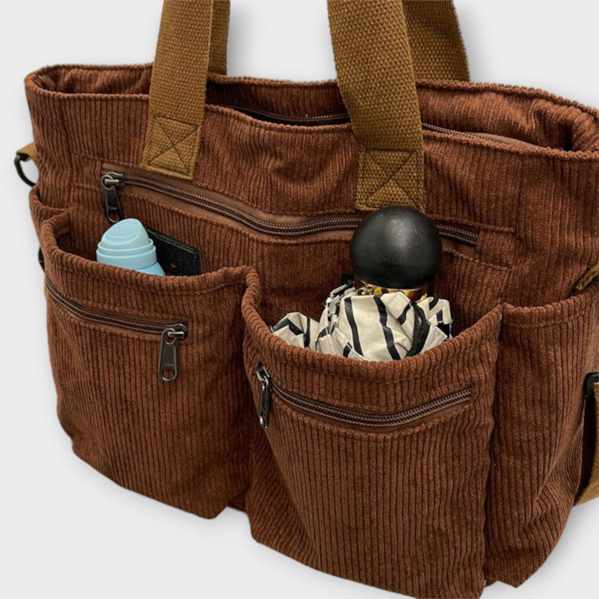 Corduroy Multi Pocket Tote Bag