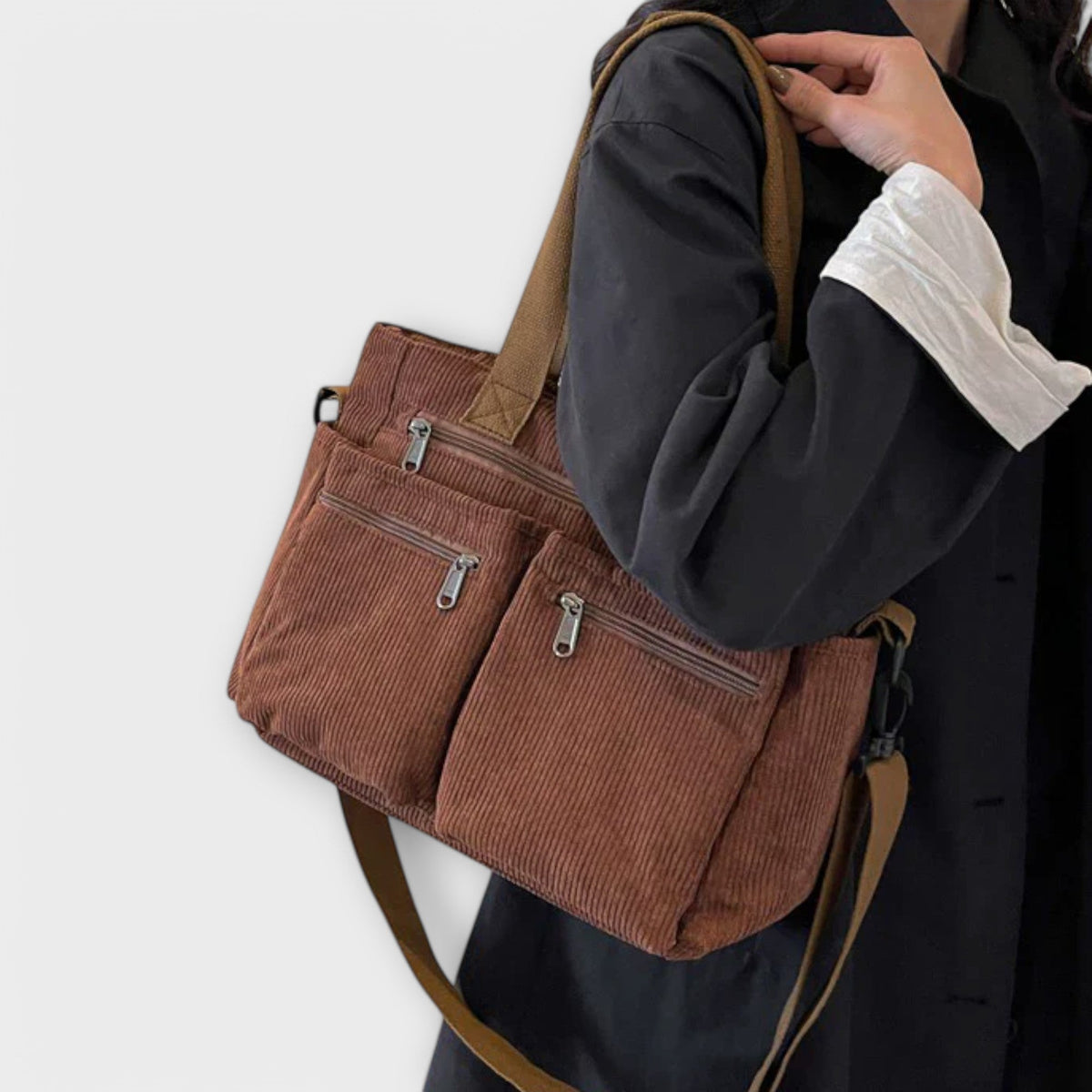 Corduroy Multi Pocket Tote Bag