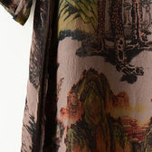 Brown flowy print chiffon dresses maxi dress long sleeve cotton lining 5