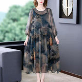 Brown Floral Maxi Dresses Plus Size Chiffon Dress 3