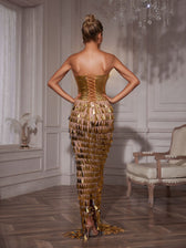 Corset Acrylic Fringe Maxi Dress - View 6