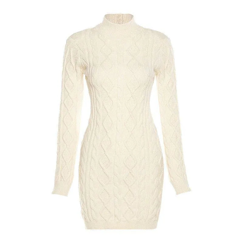 Cable Knit Long Sleeve Backless Bodycon Mini Dress 10