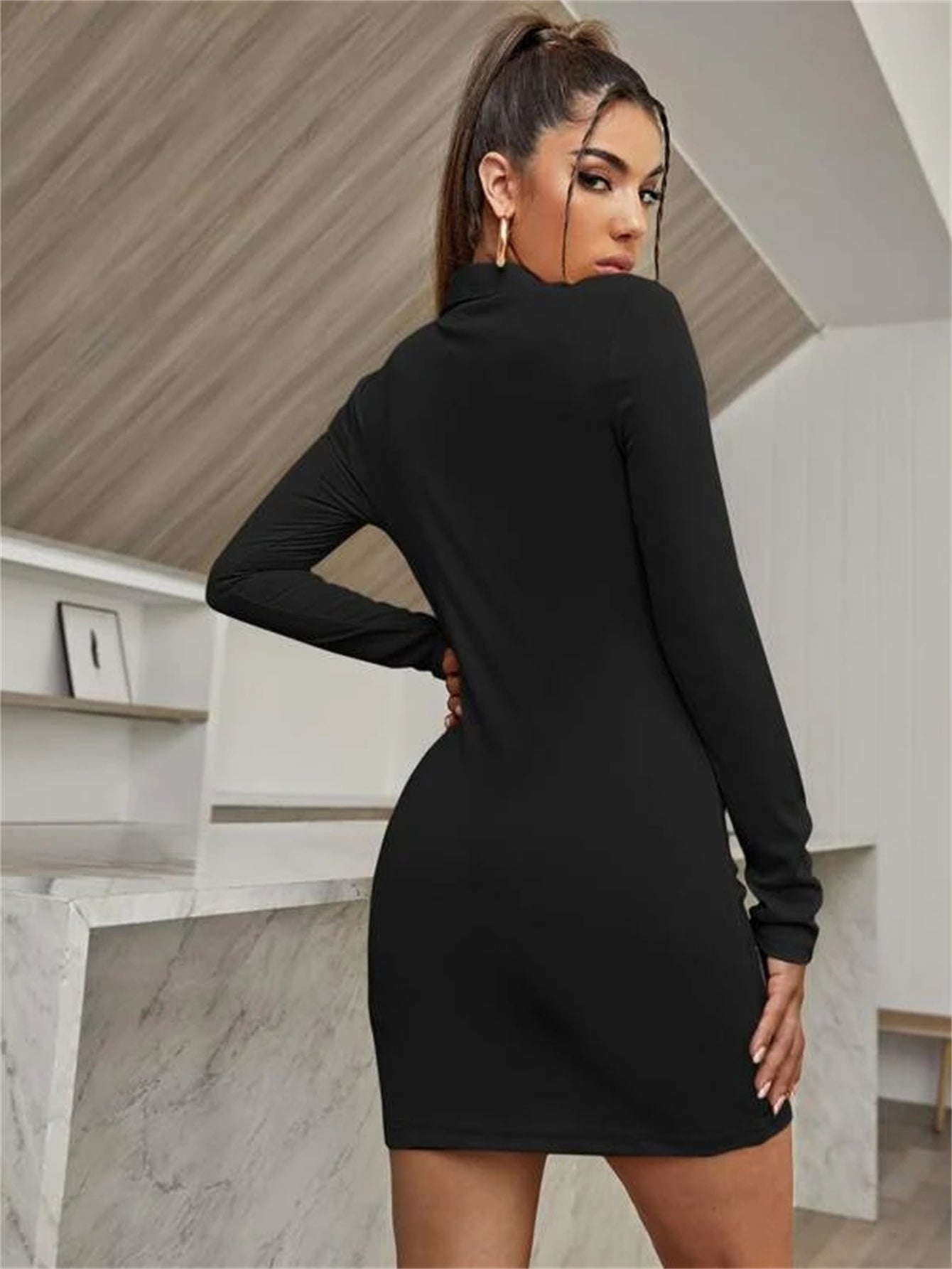Button Up Ruched Bodycon Dress