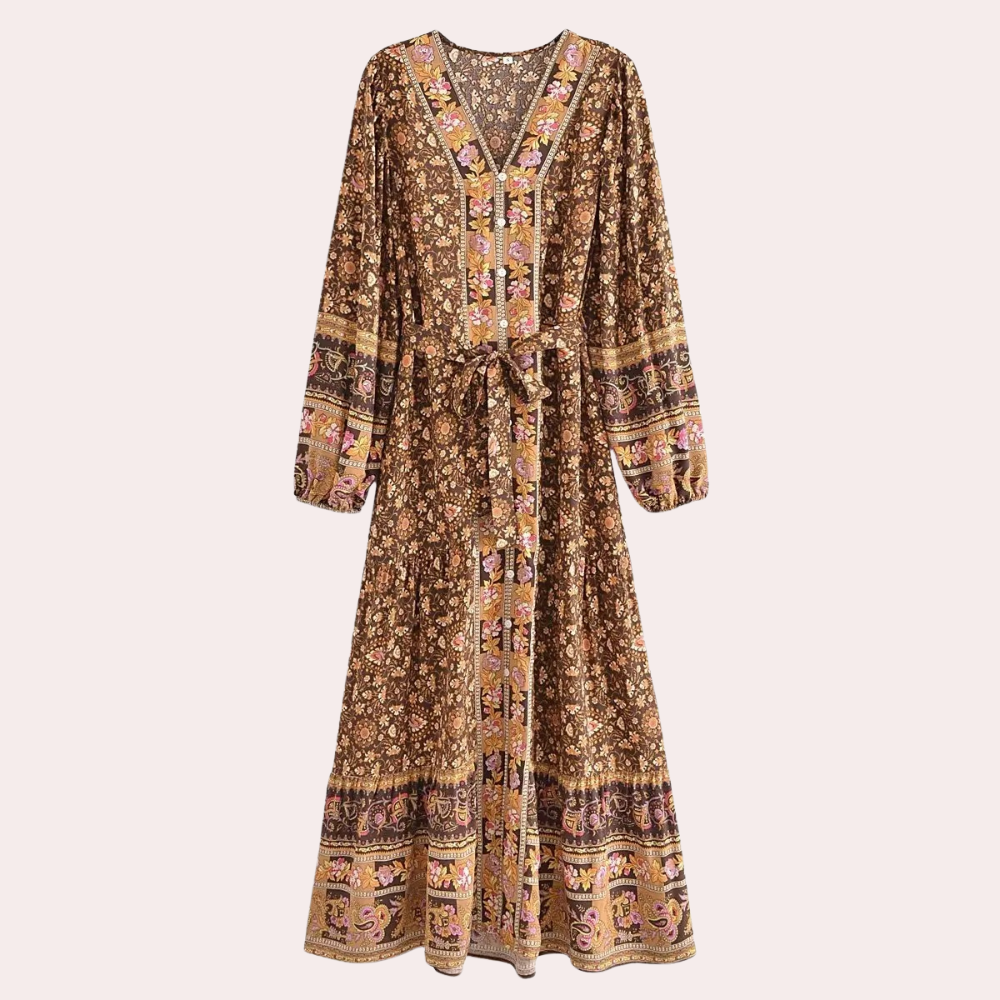 Othilie Long Dress with Buttons for Women Cocktail Hour Style