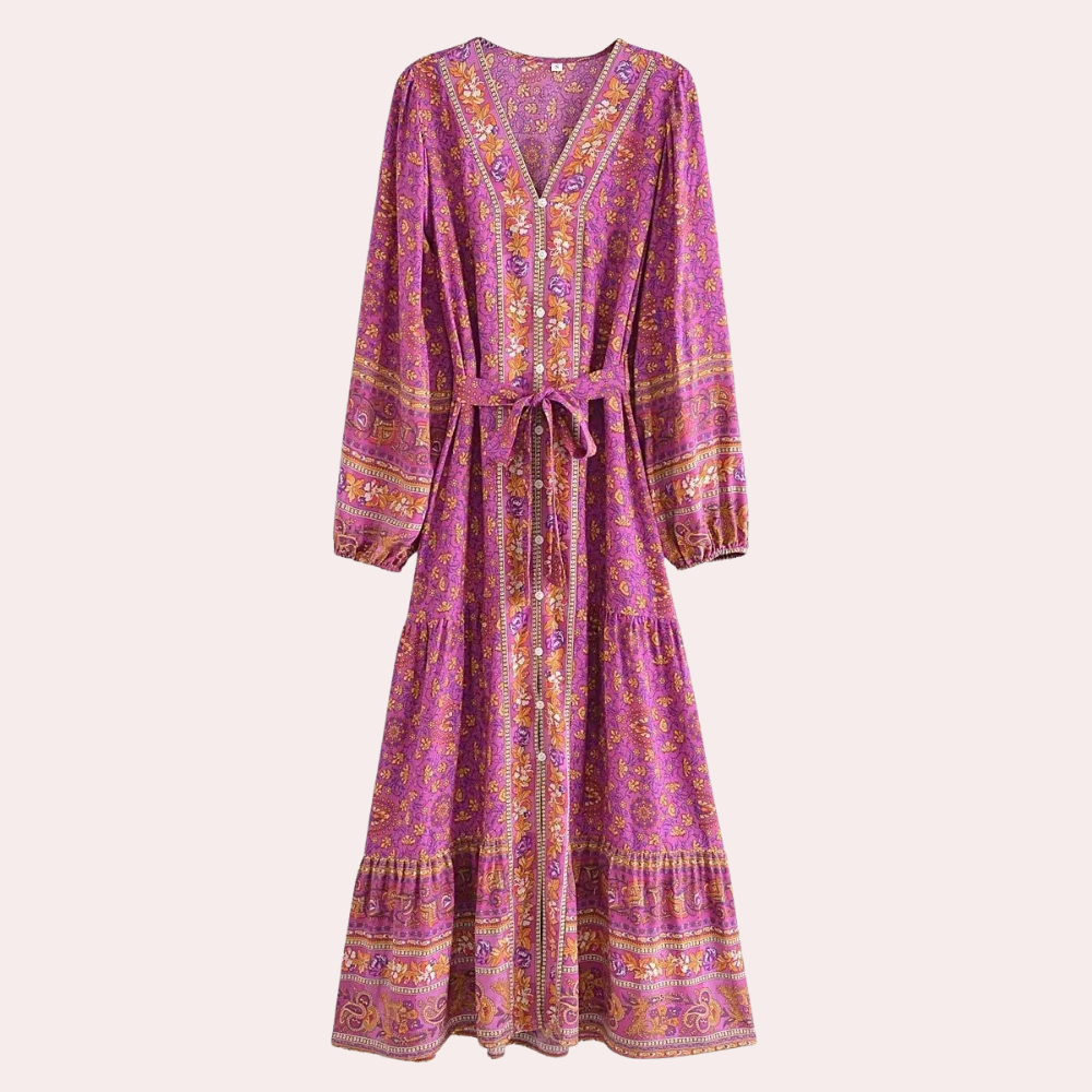 Othilie Long Dress with Buttons for Women Cocktail Hour Style
