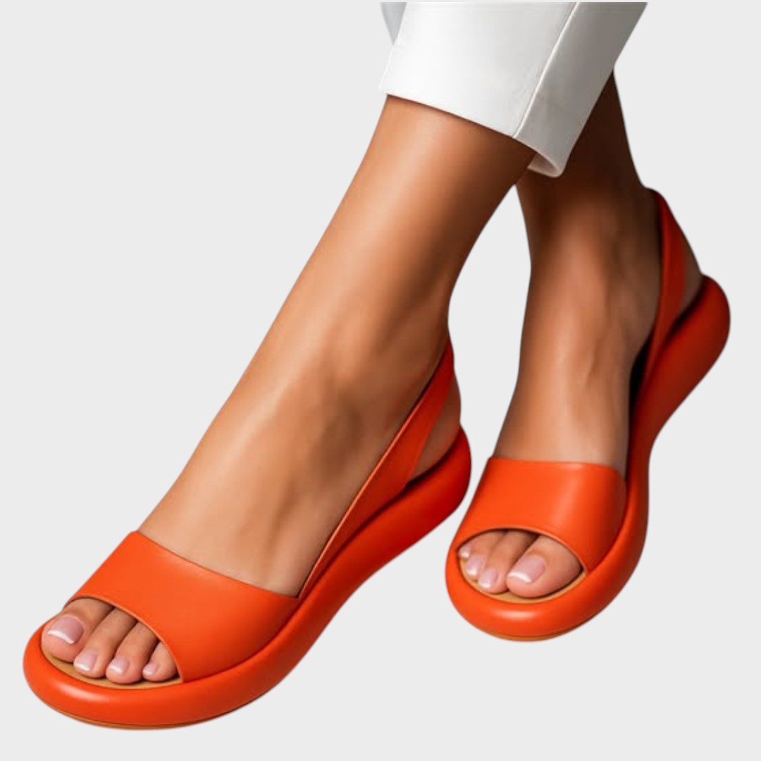 Peep Toe Slingback Flatform Wedge Sandals