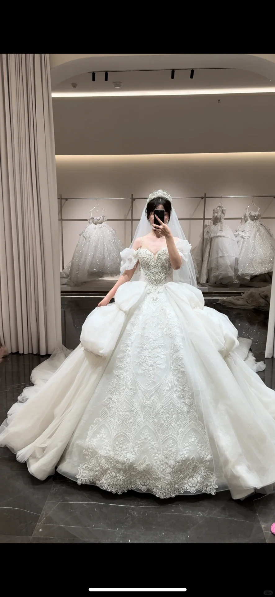 Vintage Ball Gown Off The Shoulder Satin Tulle Applique With Veil Long Wedding Dresses C3906