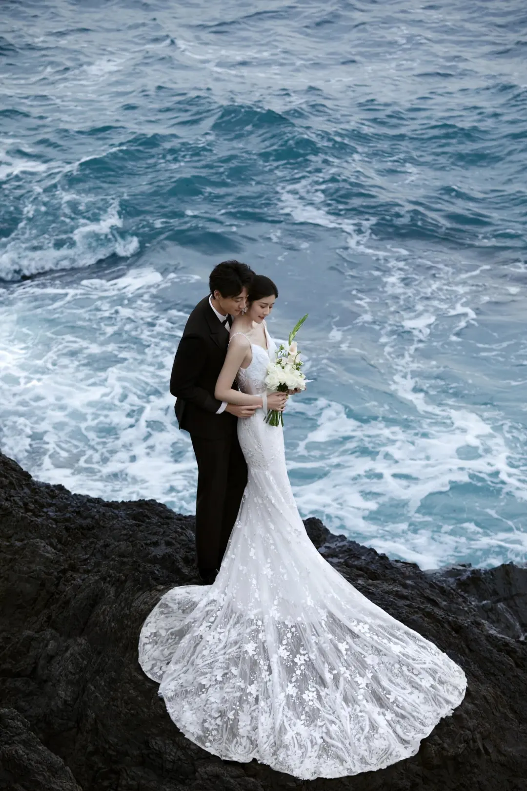 Unique Mermaid Spaghetti Strpas White Tulle Applique With Veil Long Wedding Dresses C3907