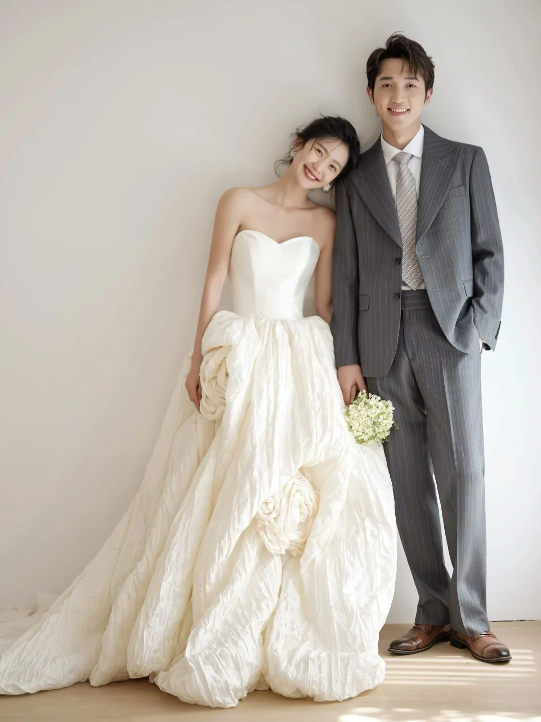 Unique Ball Gown Strapless Satin Long Wedding Dresses C3997